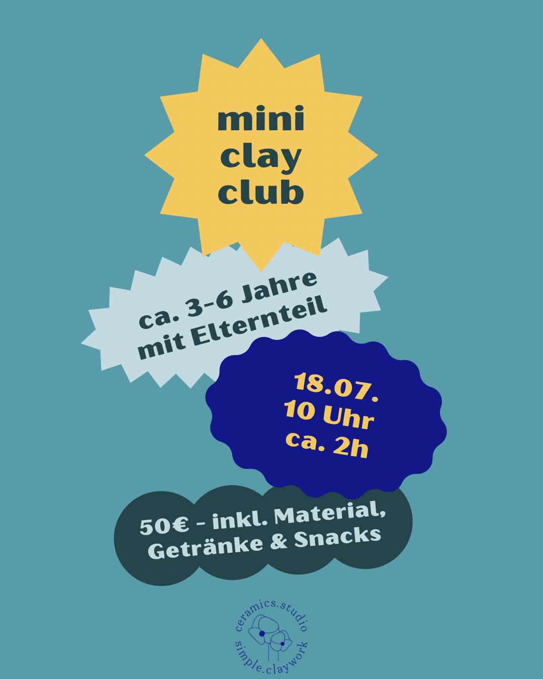 Mini Clay Club (ca. 3-6 Jahre mit Elternteil) 18.07.2026 10 Uhr