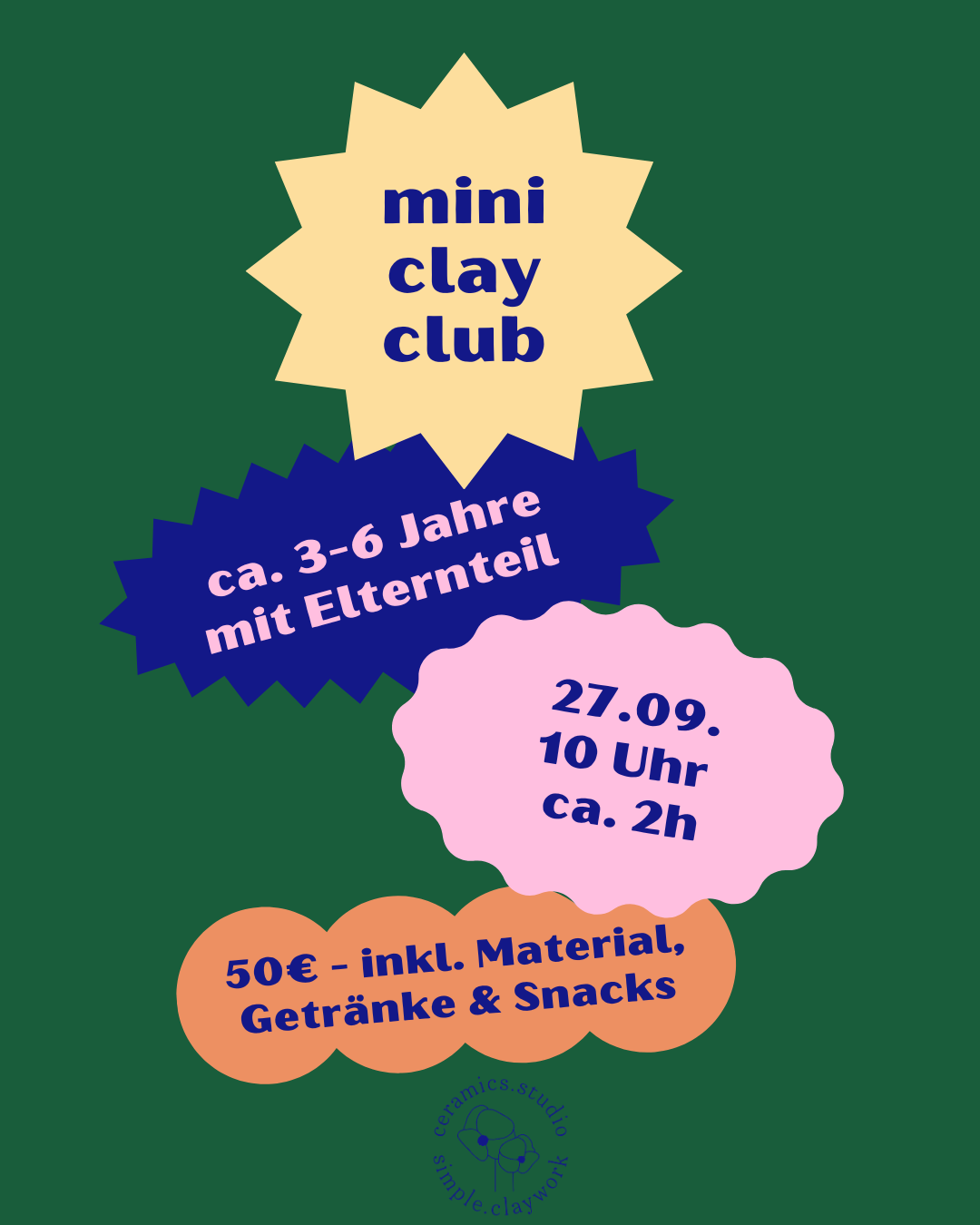 Mini Clay Club (ca. 3-6 Jahre mit Elternteil) 27.09.2026 10 Uhr