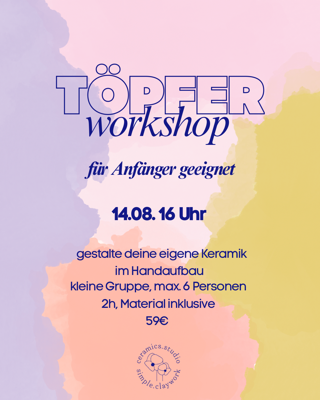 Töpfer Workshop August 14.08.26 16 Uhr