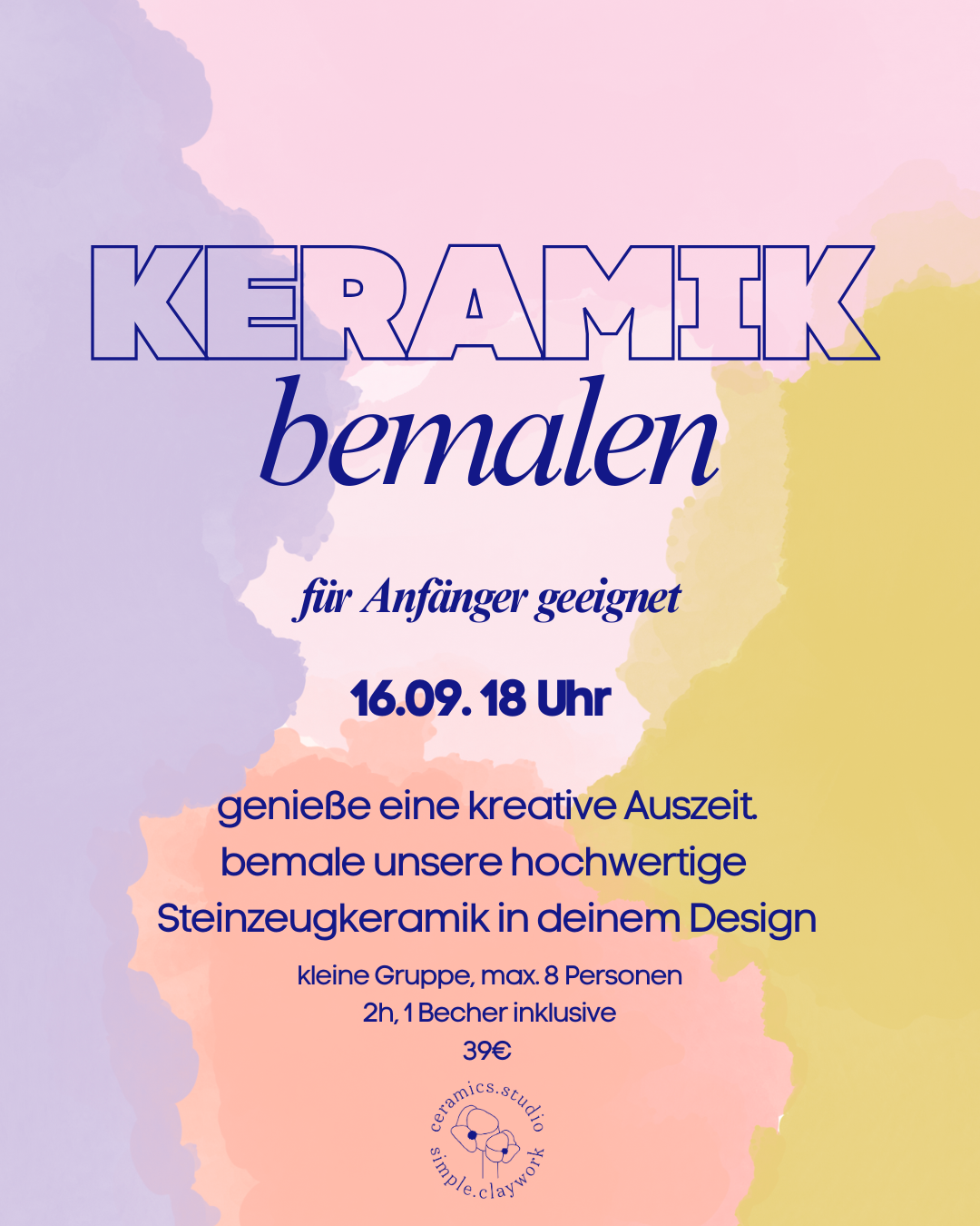Keramik bemalen September 16.09.26 18 Uhr
