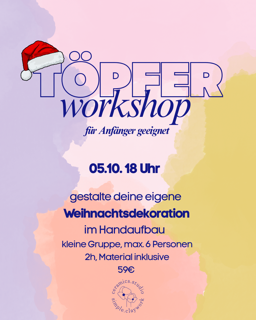 Töpfer Workshop Oktober 05.10.26 18 Uhr