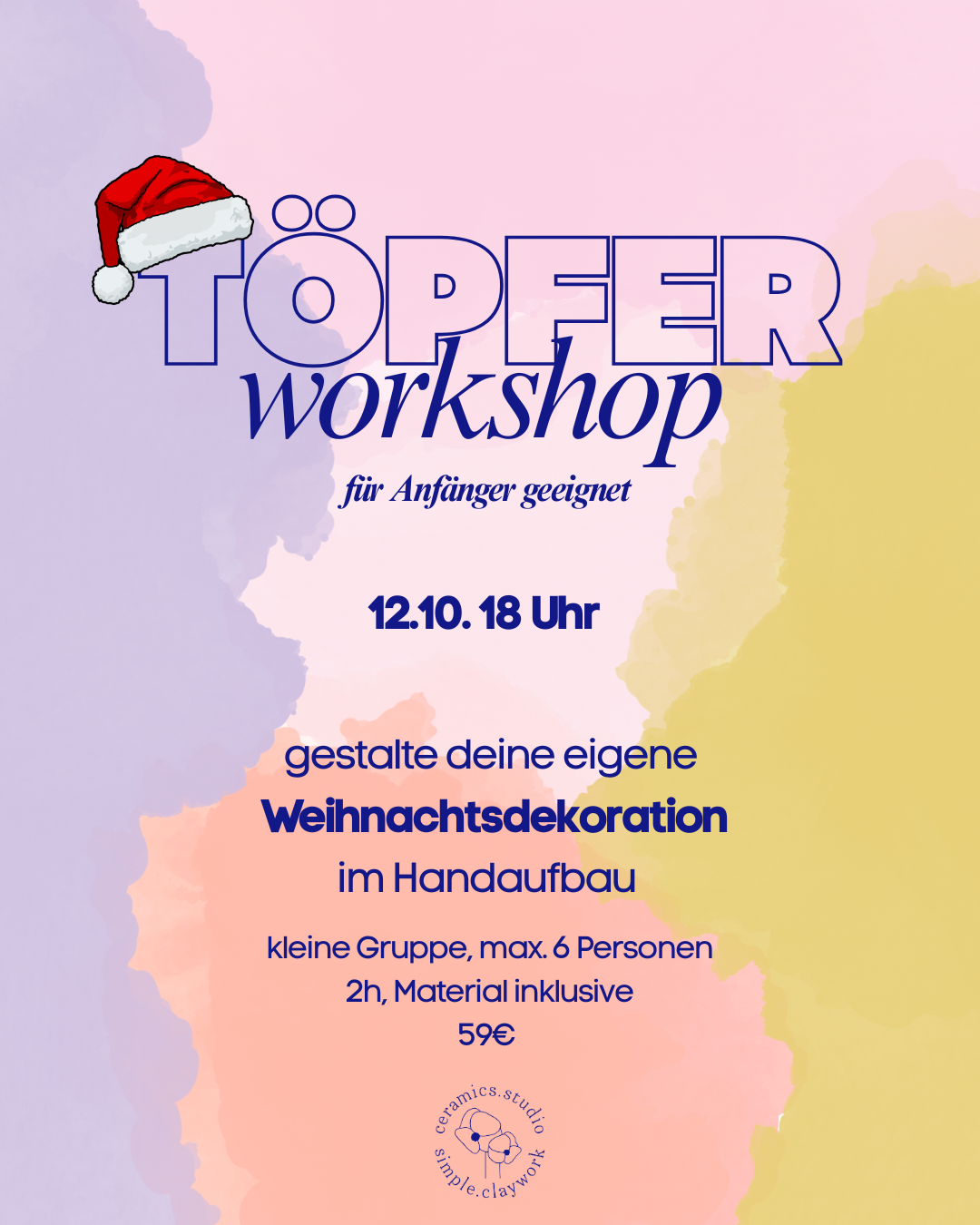 Töpfer Workshop Oktober 12.10.26 18 Uhr